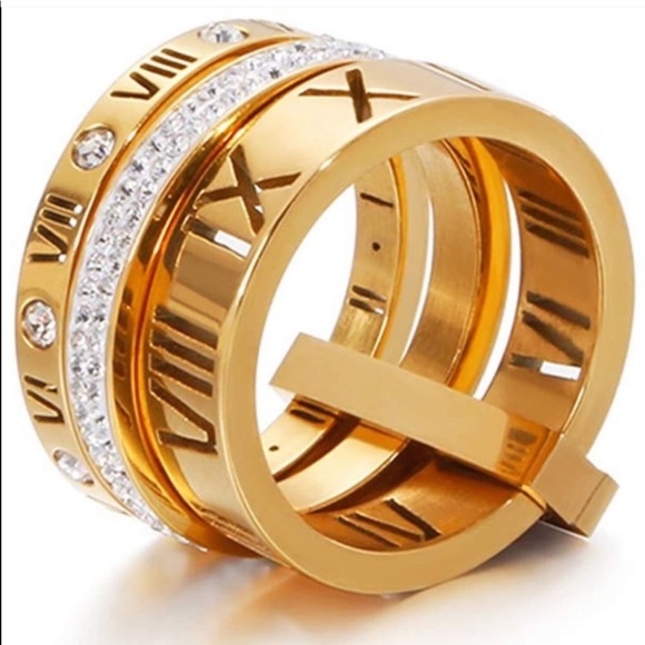 Crystal Roman Trinity Band Ring - Picture 1 of 3